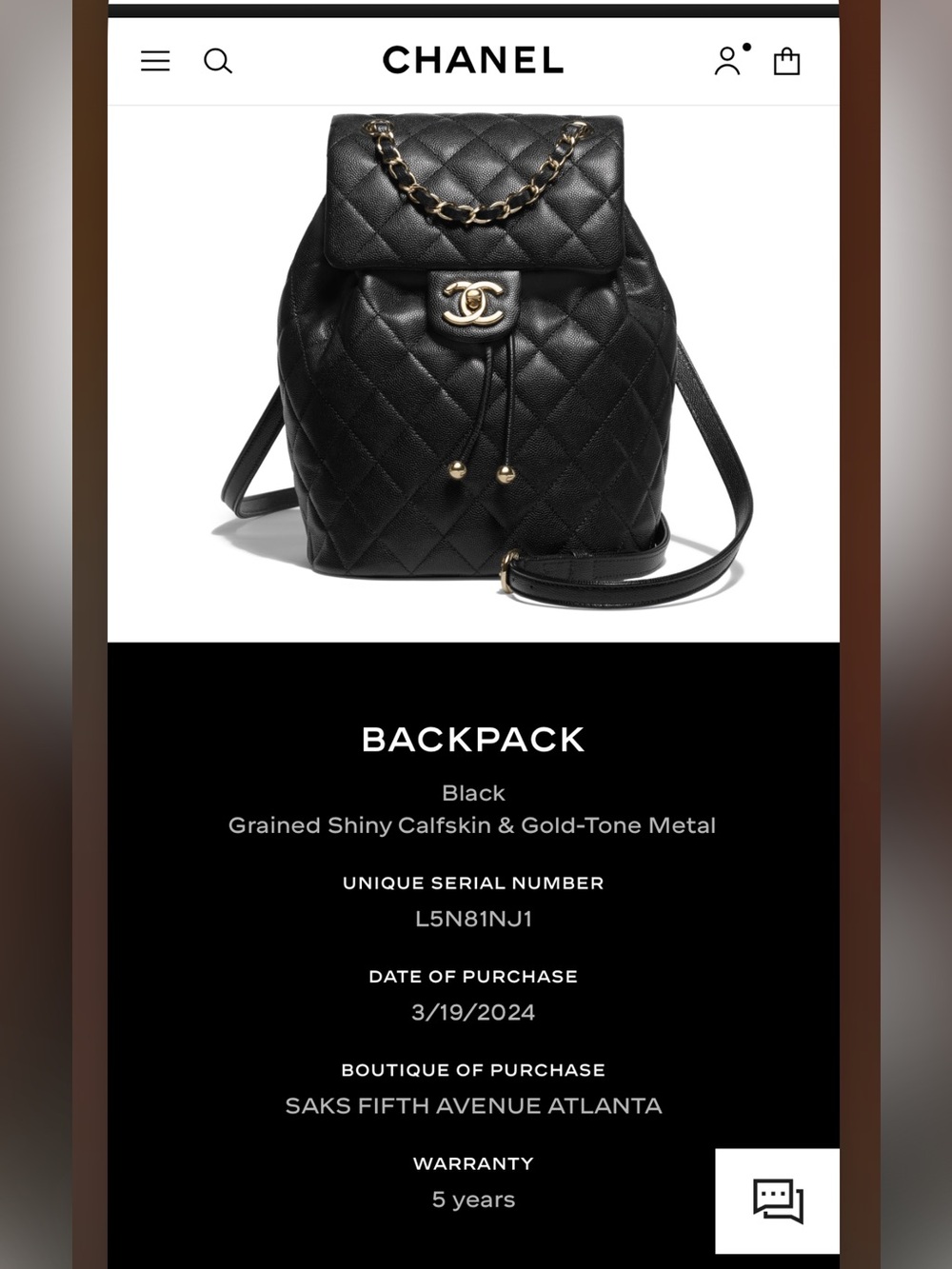 CHANEL Black Quilted Leather Drawstring Backpack with Gold CC - Picture 7 of 7